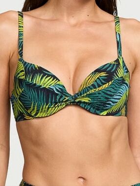 Victoria Secret Twist Push-Up Bikini Top Palm Royale Sz 34B NWT